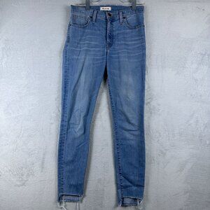 Madewell Skinny Jeans Raw Step Hem High Rise Stretch Womens Blue Size 28